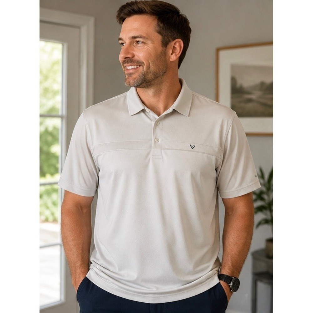 Callaway Golf Polo Mens XL Light Gray Short Sleeve Performance Shirt Logo